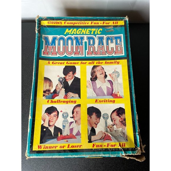 vintage 1970s Stevens magnetic moon race toy game rare! - Picture 1 of 12